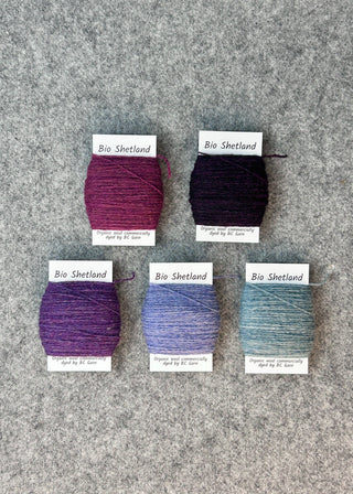 Bio Shetland Yarn Bobbins - Dynamic Gradient Group of 5 Purples and Blues