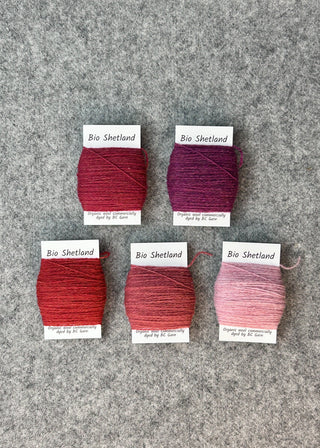 Bio Shetland Yarn Bobbins - Gradient Group of 5 Reds